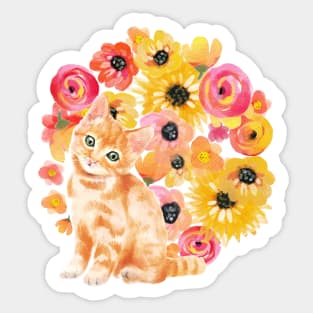 Watercolor Ginger Kitten Sticker